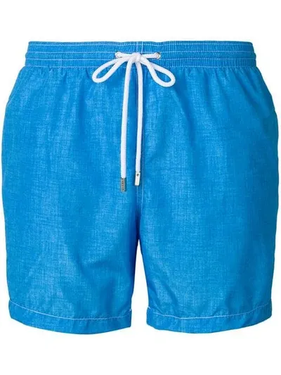 Barba Contrast Stitch Swim Shorts In Blue