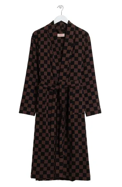 Baina Sulis Organic Cotton Robe In Tabac & Noir