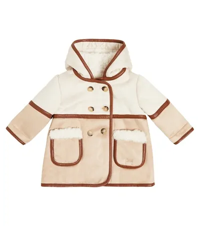 Chloé Baby Faux Shearling-lined Coat In Beige