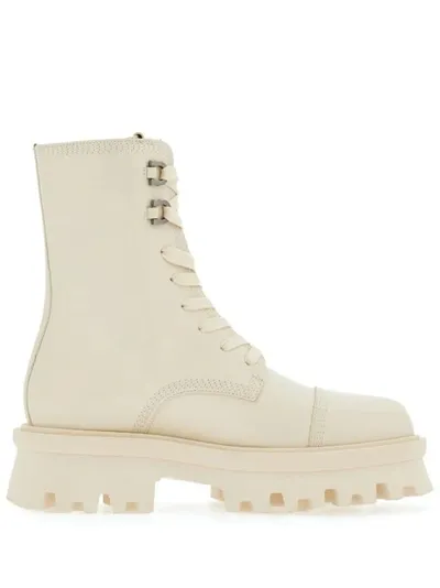 Ferragamo Combat Boot With Chunky Sole In Mascarpone