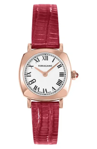 Ferragamo Soft Square Watch, 23mm In Ip Rose Gold