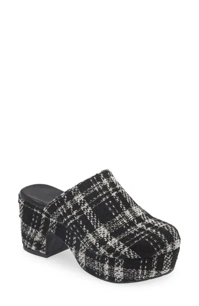 Chocolat Blu Gertie Platform Clog In Black Plaid Tweed