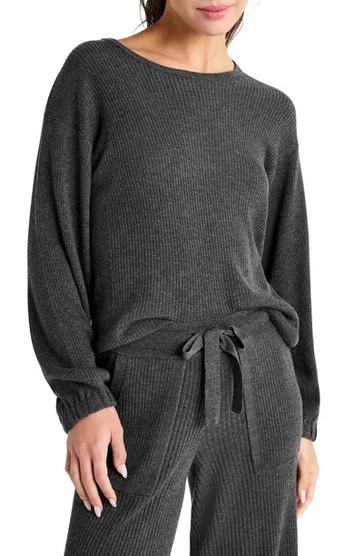 Splendid Georgie Rib Sweater In Heather Charcoal