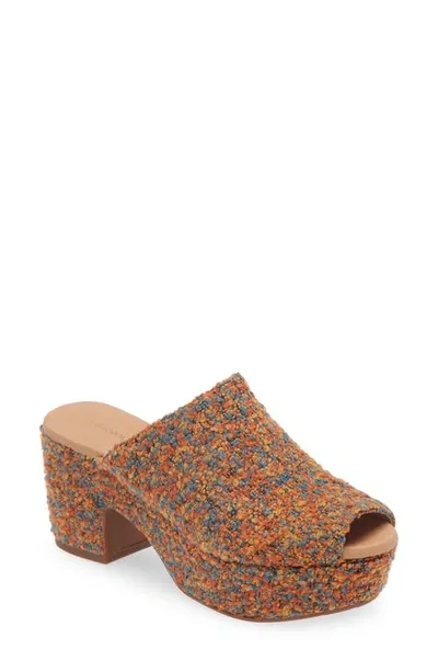 Chocolat Blu Gwyn Platform Sandal In Rust Multi Tweed