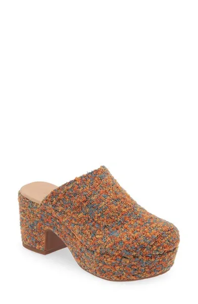 Chocolat Blu Gertie Platform Clog In Rust Multi Tweed