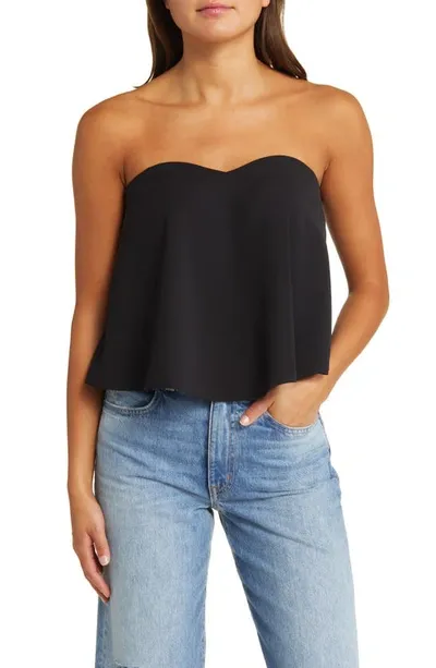 Open Edit Strapless Sweetheart Neck Top In Black