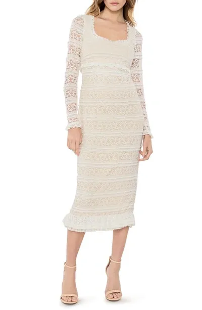 Likely Lidia Lace Long Sleeve Sheath Dress In White