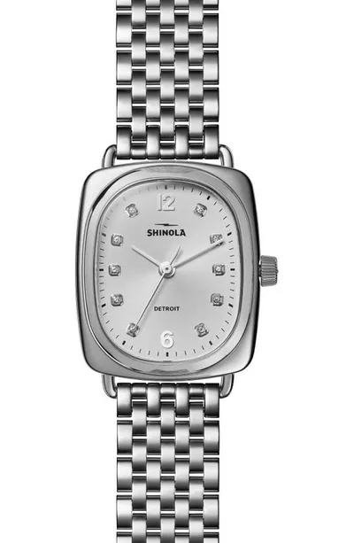 Shinola Bixby Bracelet Watch With Diamonds, 29x34mm In Silver