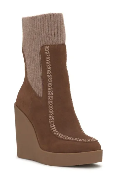 Jessica Simpson Madwen Platform Wedge Bootie In Tobacco