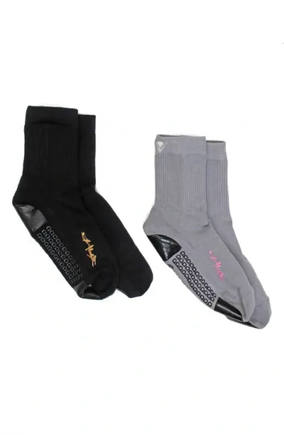 Arebesk Birdie 2-pack Crew Socks In Black Gray