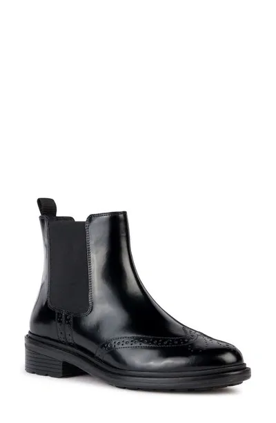 Geox Walk Pleasure Wingtip Chelsea Boot In Black