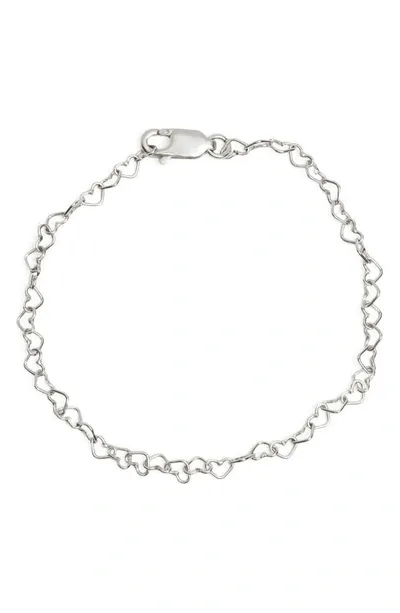 Made By Mary Heart Chain Bracelet In Silver