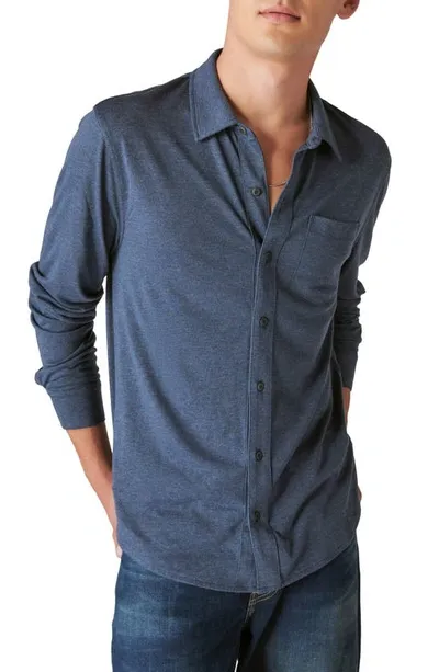 Lucky Brand Knit Button-up Shirt In Black Iris