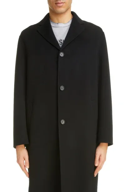 Acne Studios Double Face Wool Topcoat In Black