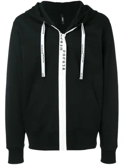 Versus Logo Twill Tape Hoodie In Black