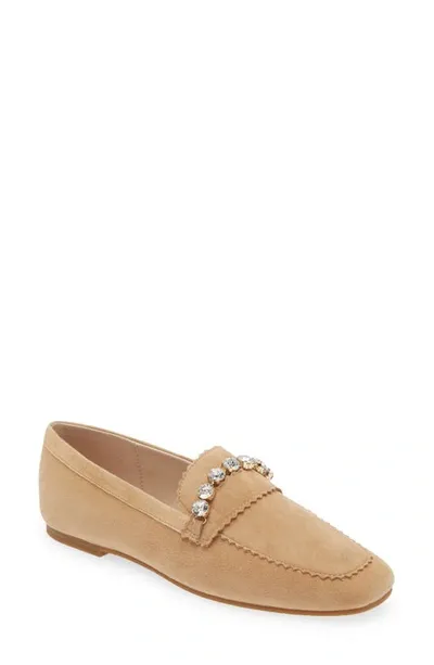 Pelle Moda Herron Crystal Embellished Loafer In Latte