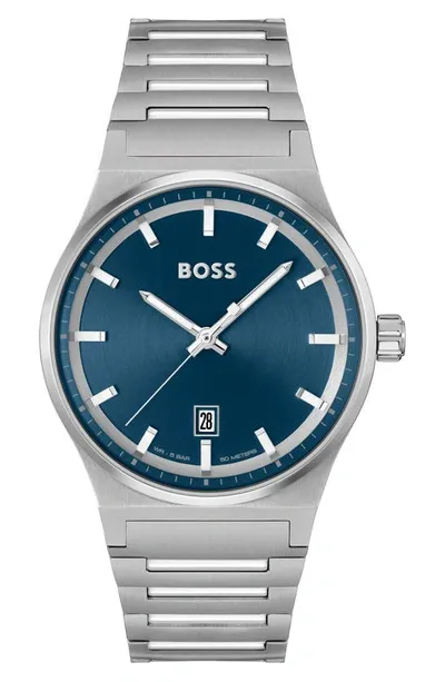 Hugo Boss Men's Candor Quartz Basic Calendar Stainless Steel Watch 41mm In Silver