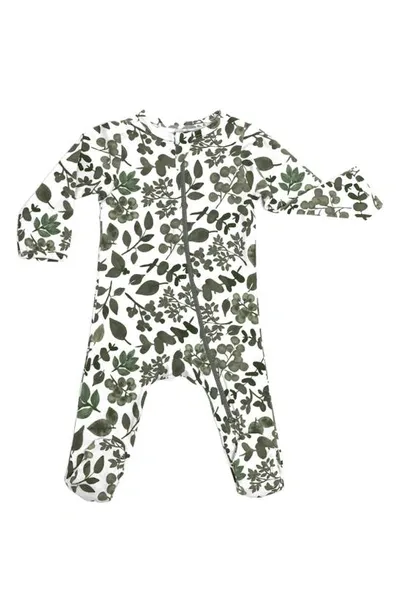 Norani Babies' Leaf Print Stretch Organic Cotton Footie In Green