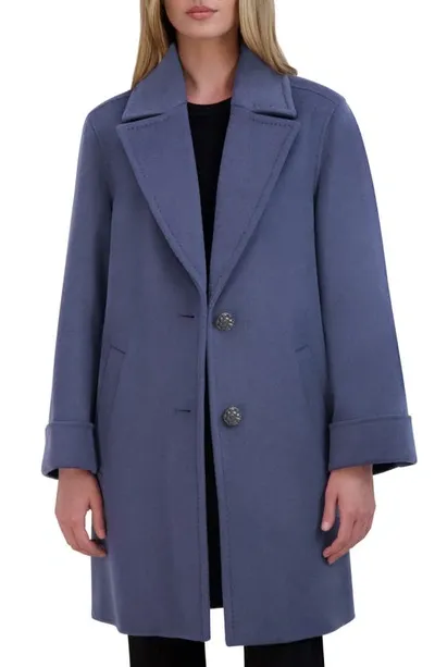 Tahari Sandra Oversize Wool Blend Coat In Blue Velvet