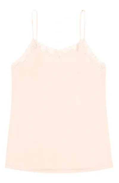 Uwila Warrior Soft Silk Lace Trim Camisole In Rose Quartz