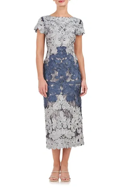 Js Collections Soutache Lace Cocktail Dress In Blue Slate