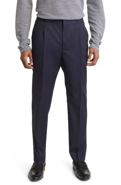 Officine Generale Drew Prunelle Virgin Wool Pants In Navy