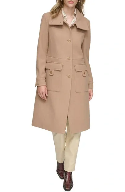 Andrew Marc Almedia Wool Blend Twill Coat In Camel