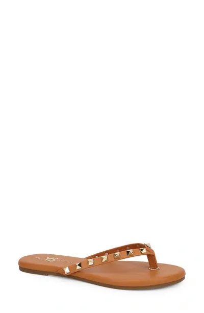 Yosi Samra Rivington Stud Flip Flop In Cognac