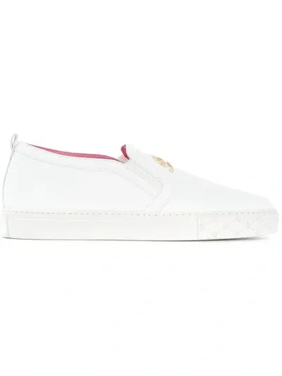 Blumarine Logo Plaque Slip-on Sneakers In White