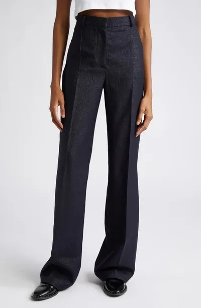 Stella Mccartney Straight Leg Stretch Wool Pants In Black