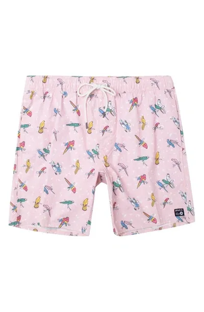 Rvca Kids' Elastic Waist Swim Trunks In Neutral