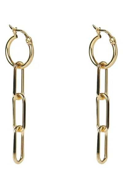 Argento Vivo Sterling Silver Huggie Link Linear Earrings In Gold