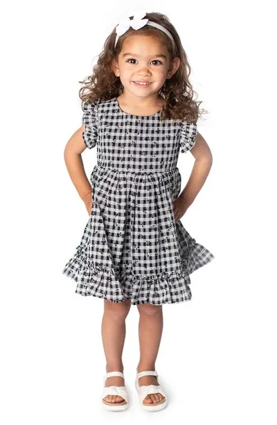 Popatu Babies' Check Ruffle Dress In Black Multi