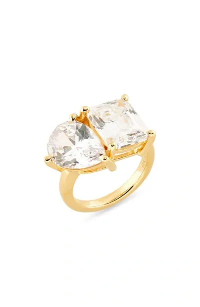 Judith Leiber Cubic Zirconia Cocktail Ring In Gold Clear