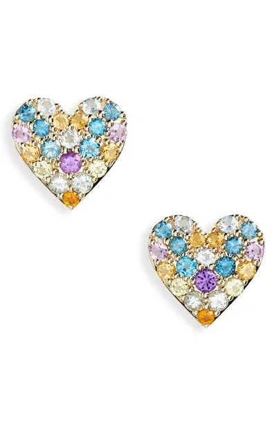 Bony Levy Pavé Heart Stud Earrings In 14k Yellow Gold