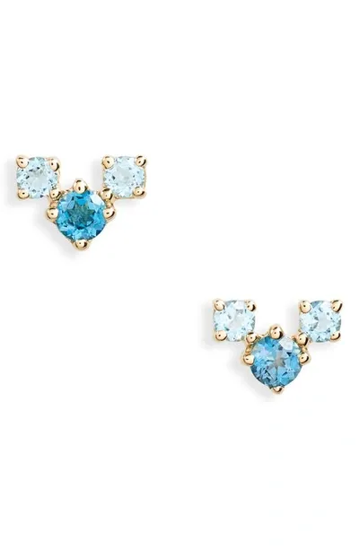 Bony Levy Blue Topaz Stud Earrings In 14k Yellow Gold