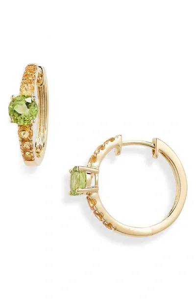 Bony Levy 14k Gold Peridot & Citrine Hoop Earrings In 14k Yellow Gold