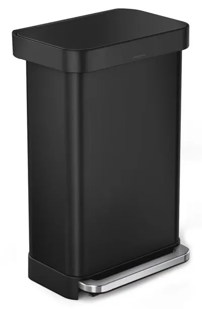 Simplehuman 45l Rectangular Liner Rim Step Trash Can In Matte Black