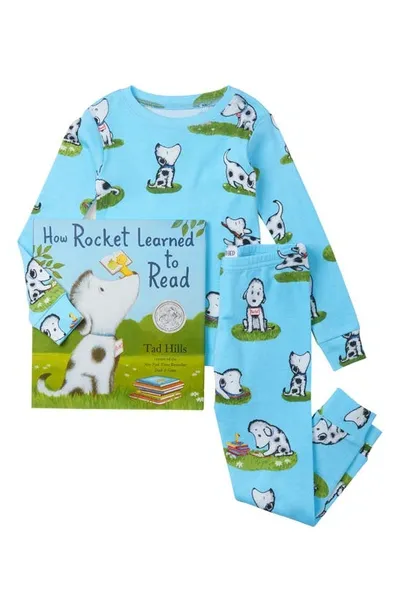 Books To Bed Kids' 'how Rocket Learned To Read' Fitted Two-piece Cotton Pajamas & Book Set In Blue