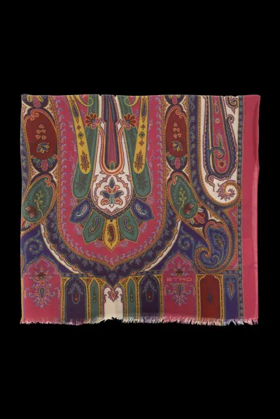 Etro Paisley Print Frayed Edge Scarf In Multi