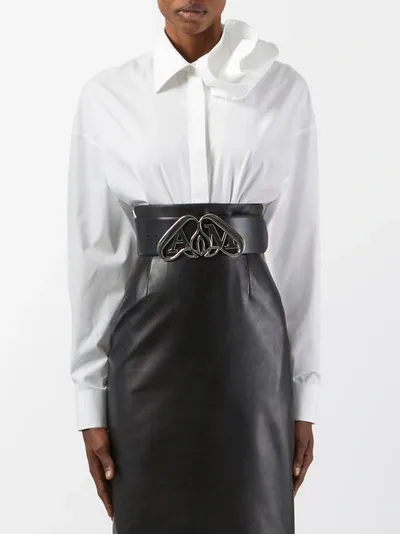 Alexander Mcqueen Orchid-collar Poplin Shirt In Optical White