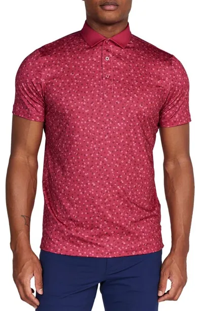 Redvanly Herrick Floral Performance Golf Polo In Sangria