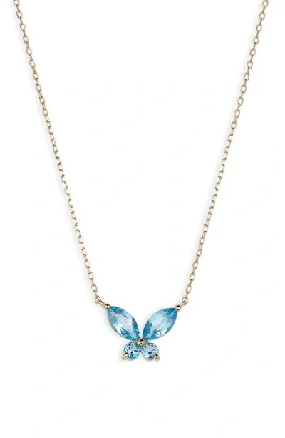 Bony Levy 14k Gold Blue Topaz Butterfly Pendant Necklace In 14k Yellow Gold