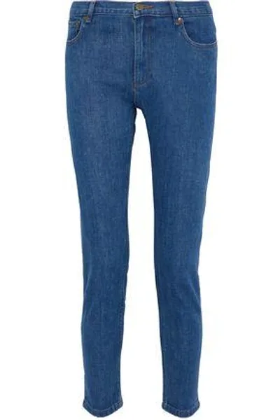 Apc Mid-rise Skinny Jeans In Mid Denim