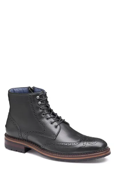 Johnston & Murphy Xc Flex Connelly Wingtip Boot In Black Full Grain