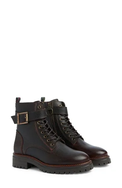 Barbour Heidi Combat Boot In Black Leather