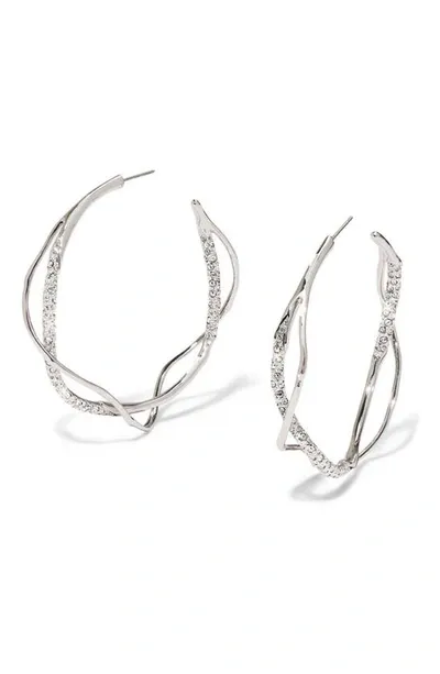 Alexis Bittar Intertwined Pave Hoop Earrings In Silver