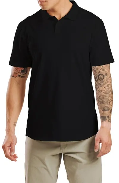 Western Rise Cotton Blend Polo Shirt In Black