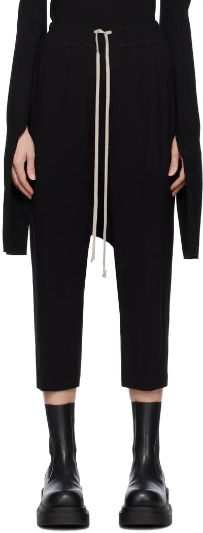 Rick Owens Black Drawstring Cropped Lounge Pants