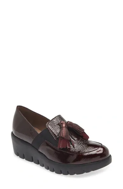 Wonders Loafer Wedge In Burgundy Leather